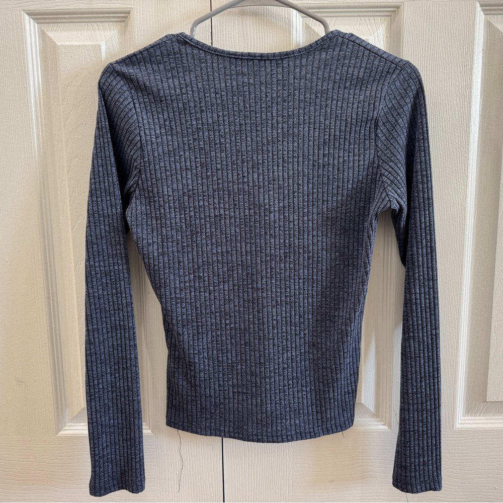 J. Robert’s Ribbed Tie-Front Top - Picture 2 of 2